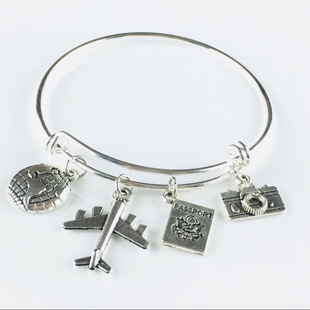 World Travel Bangle Charm Bracelet